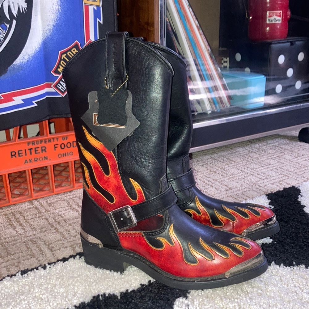 Harley Davidson Flame Riding Cowboy boots